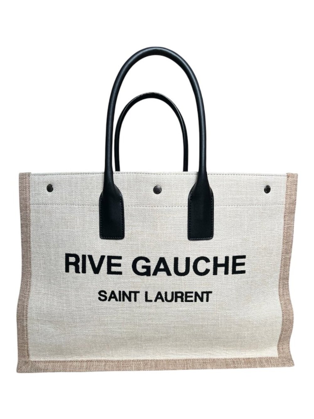 Tan and Black Oversized Canvas Summer Vacation Beach Tote Bag